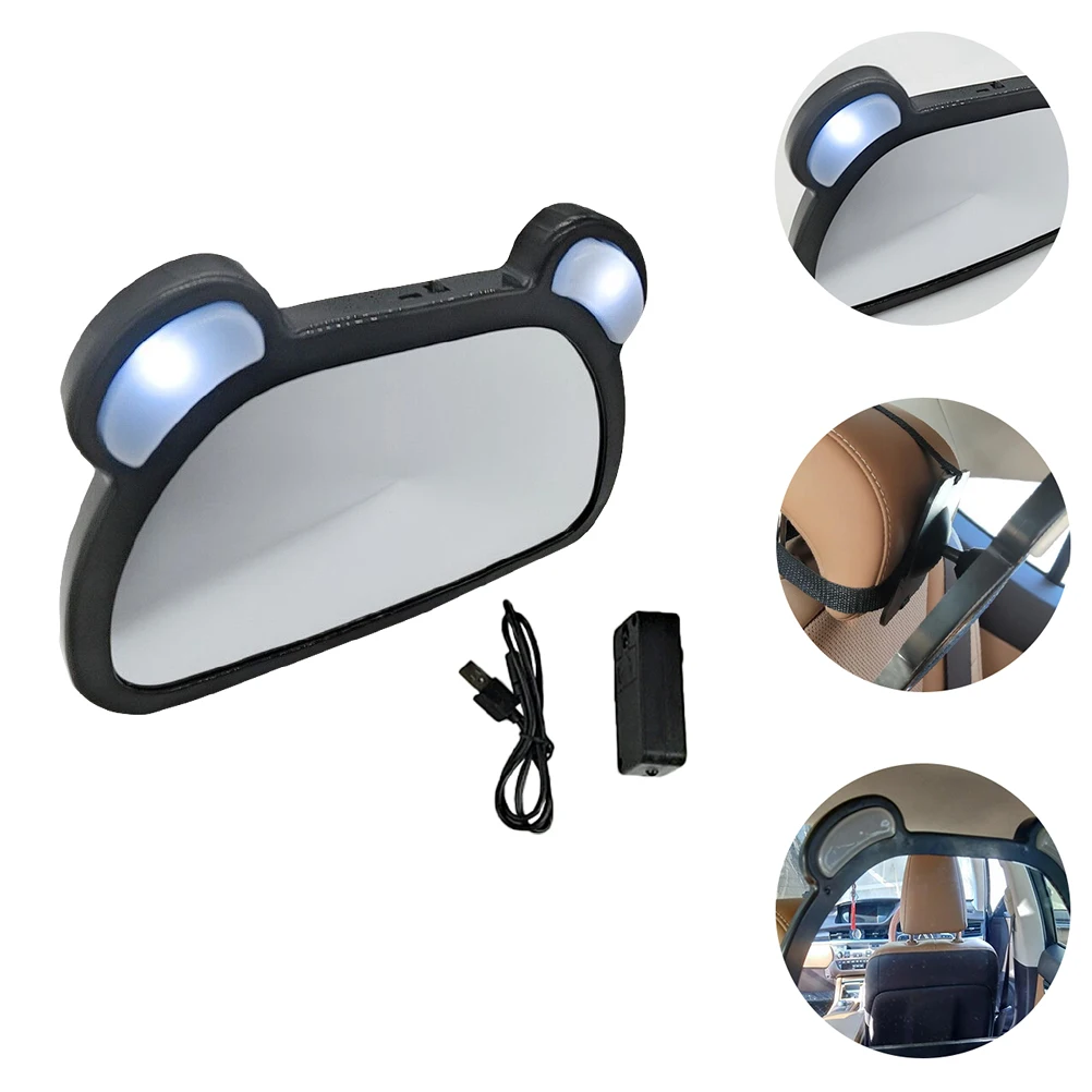 

1pc Car Interior Rear Mirror For Backseat Observation Adjustable Rotatable Infant car Mirror Practical Durable Led
