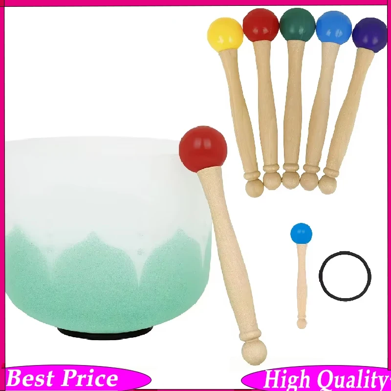 

Colorful Rubber Music Bowl Ball Knocker Stick with Crystal Bowl Percussion Accessory Knock Stick Drumstick Musical Instruments