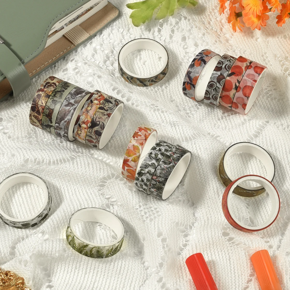 5 Rollen Frühlings-Blumen-Washi-Tapes, bunte Blumen, Aquarell, Pflanzen, Abdeckband, Scrapbooking, selbstklebend, DIY, Tagebücher, Basteln