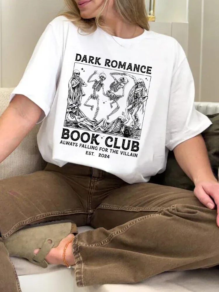 Dark Romance Book Club Printed Summer T-Shirt New Top Print Retro Casual Versatile Fun Trendy Print Short Sleeve O-Neck T-Shirt