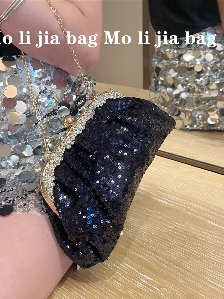 

Elegant Silk Clutch Bag for Women Beaded Evening Bag Wedding Dress Handheld Bag British Style Pure Color Small Squa...