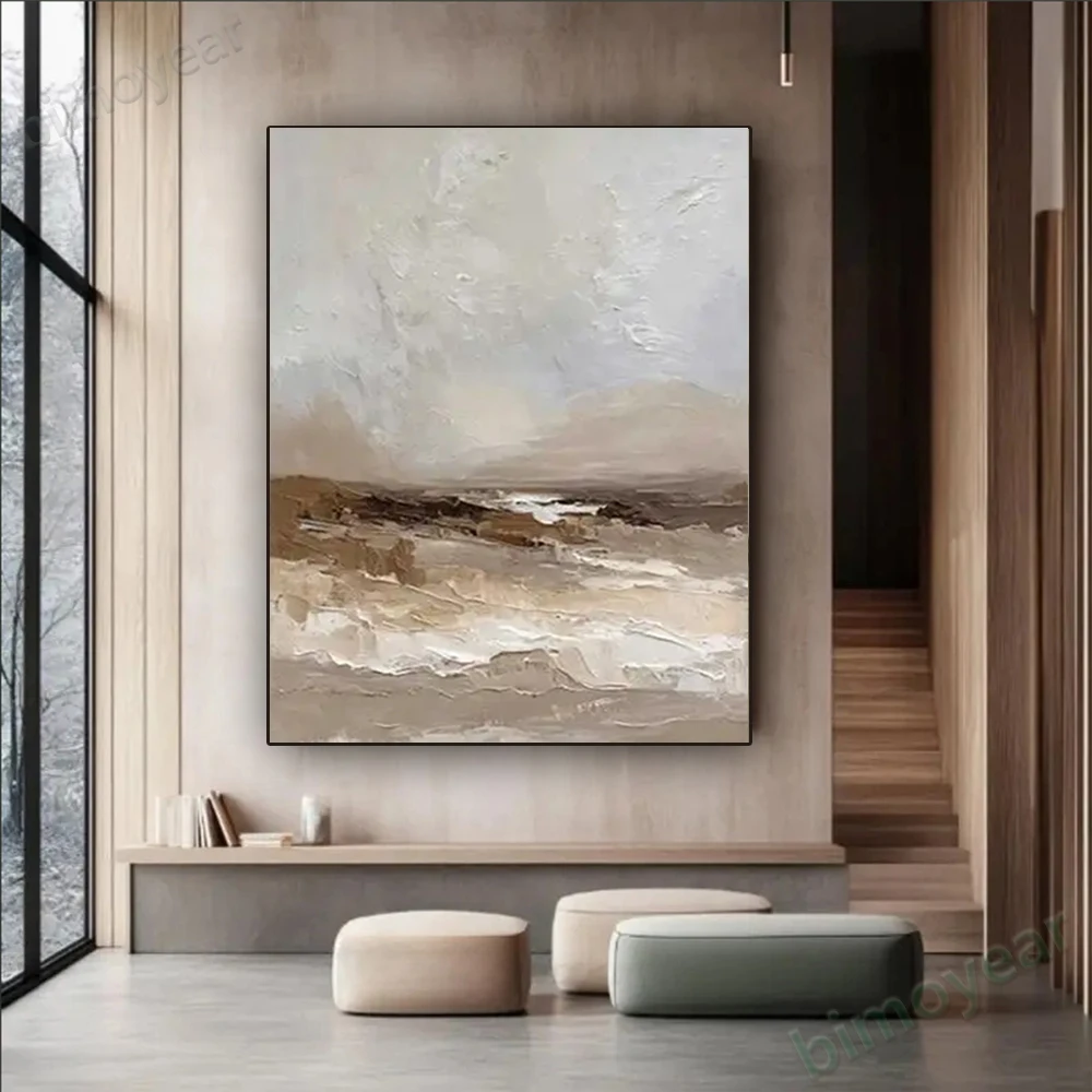 

100% hand drawn brown texture abstract oil painting original wall painting home living room decoration paint interior aesthetics