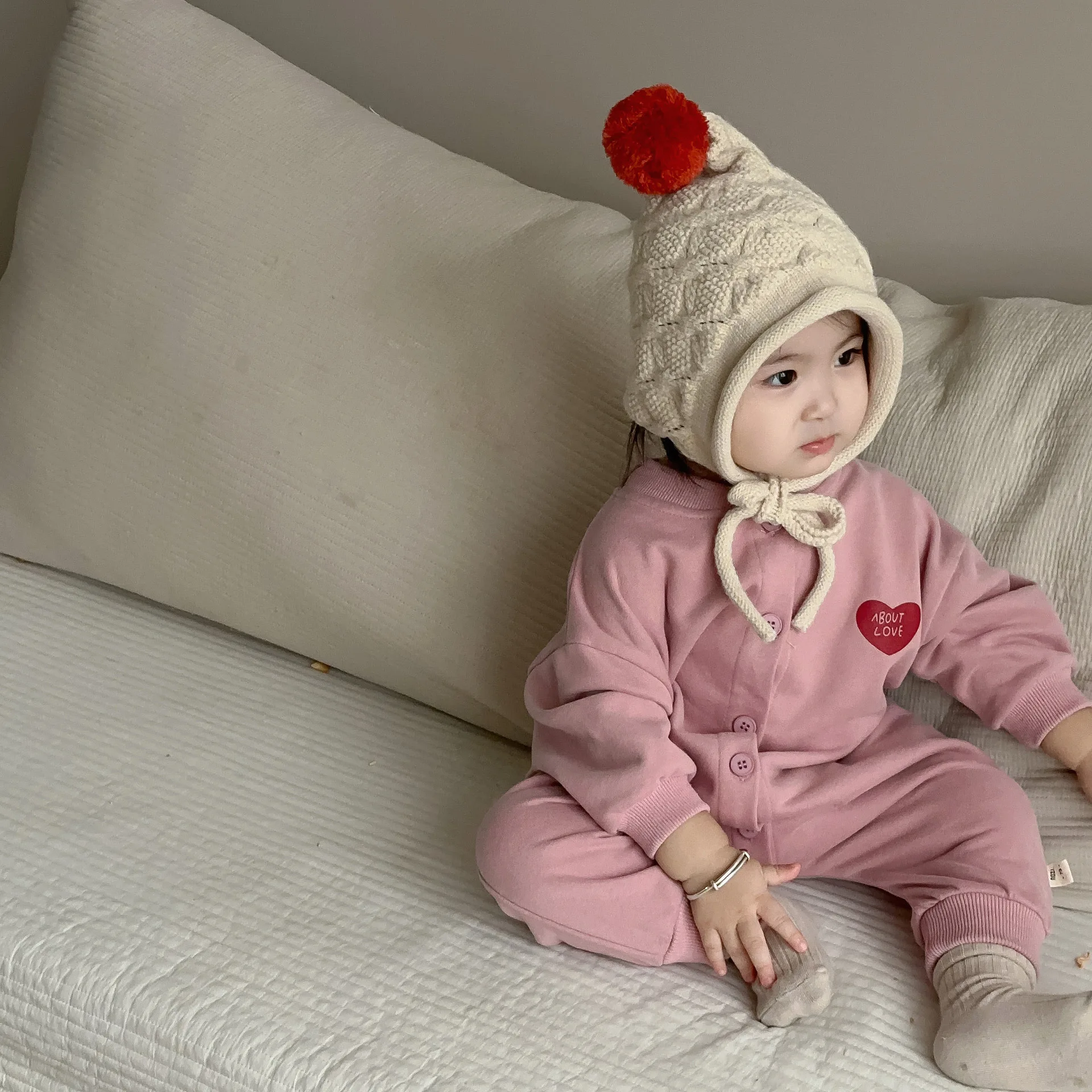 

Baby Clothing Early Spring 2024 Korean Style Long Sleeve Solid Color Casual Simple Soft Comfortable Baby Simple Jumpsuit