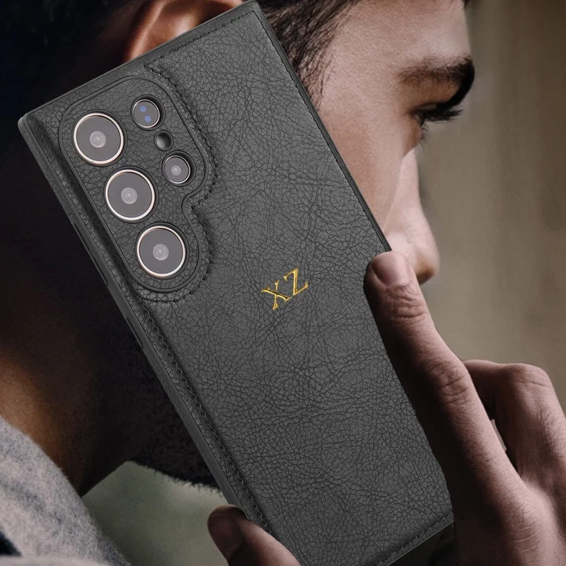 تخصيص تخصيص اسم الأولي حافظة هاتف جلدية لهاتف سامسونج S25 S24 Ultra S21 S22Plus S22 S23 Ultra غطاء حماية العدسة