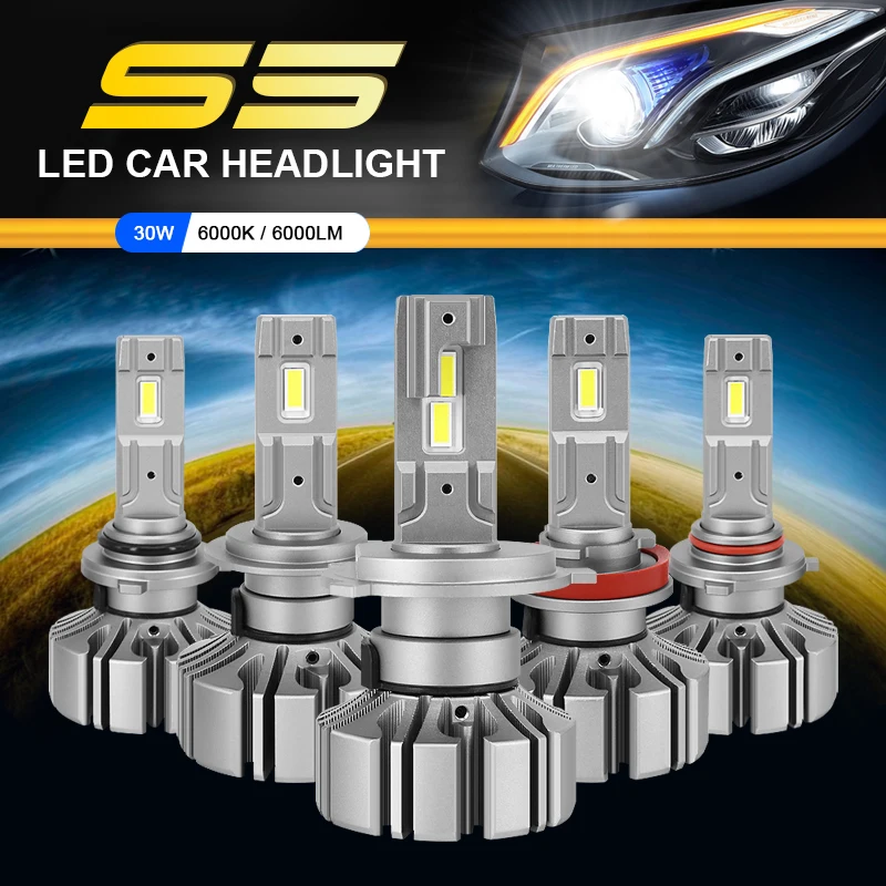 EURS Led Reflektor Samochodowy H4 LED H7 H1 H8 H9 H11 H16 9005 Hb3 9006 Hb4 9012 Reflektor Motocyklowy S5 Auto Led Światło Przeciwmgielne 12000lm