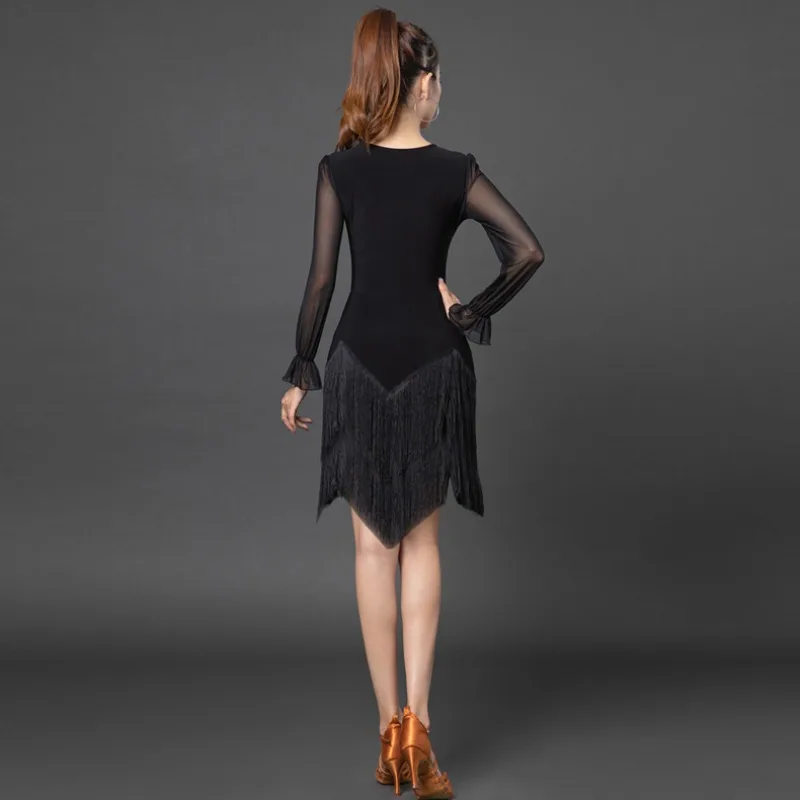 customized latin dance dress for women sexy practice clothes fringe dress tassel skirt ballroom dance competition dresses suit