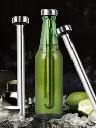 2PCS Stainless Steel Beer Cooler Stick Ice Wine Stick Stainless Steel Bottled Beer Cooler Stick Easy To Use 2 Pieces Instant