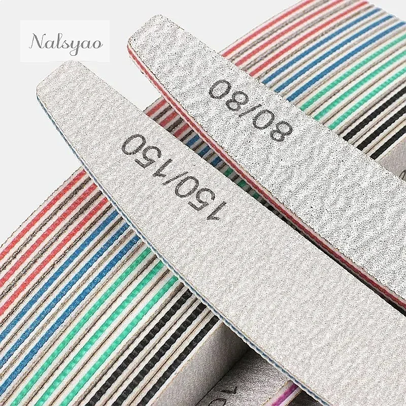 Professional Nail File 80-240 Grit Emery Sandpaper Manicure Buffer Set for Gel Polish Nail Art Polishing Tools