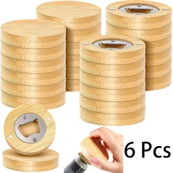 6 Pcs Round Bamboo Bottle Openers Bamboo Beer Openers