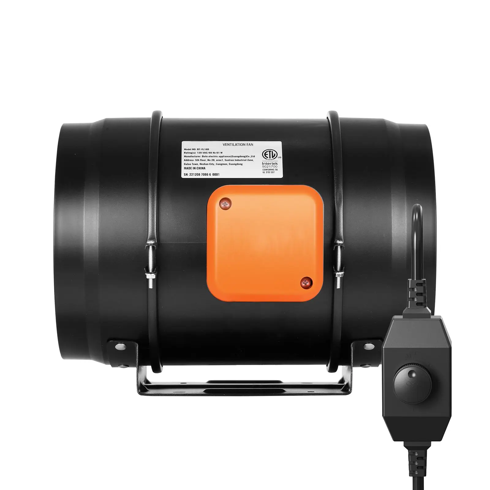 Inline Duct Fan, 8-Inch 750 CFM with Variable Speed Controller, Quiet AC-motor Ventilation Exhaust Fan for Cooling Booster, Grow Tents, Hydroponics