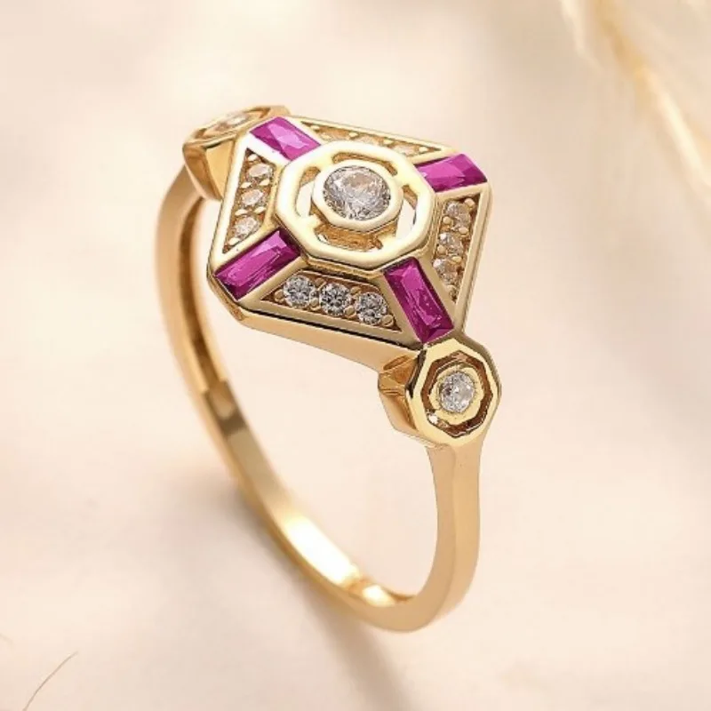 European and American fashion palace style ruby fashion block creative women\'s ring