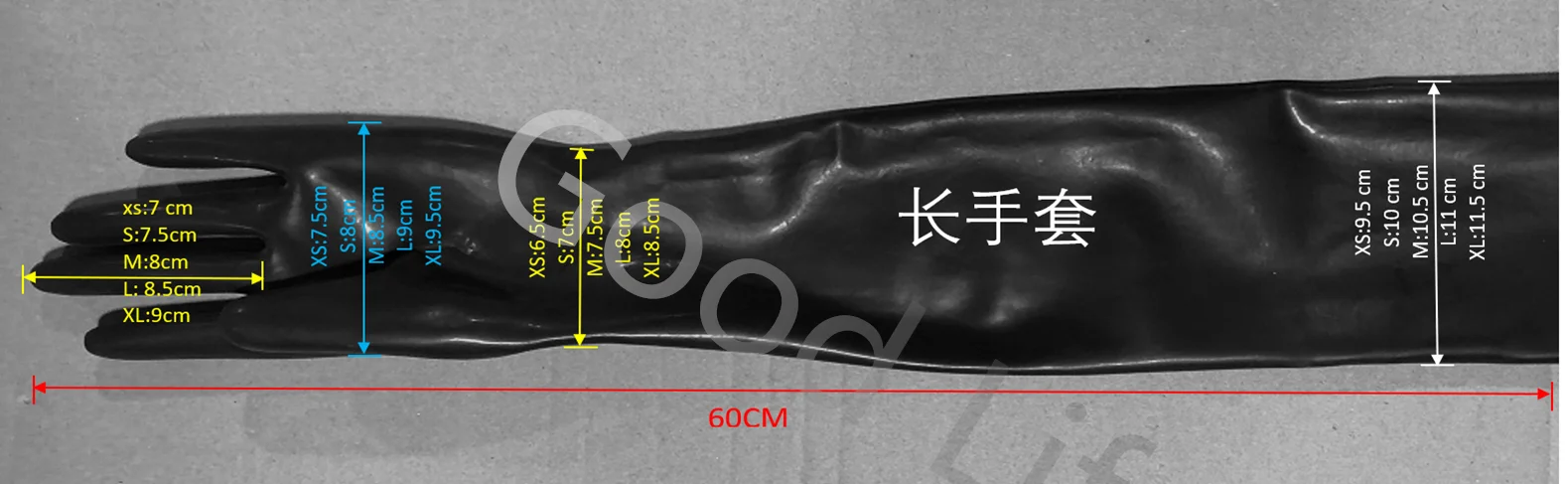 Free shipping !!! Hot Sale Wrist seamless latex opera long latex gloves fetish latex gloves With Side Zipper