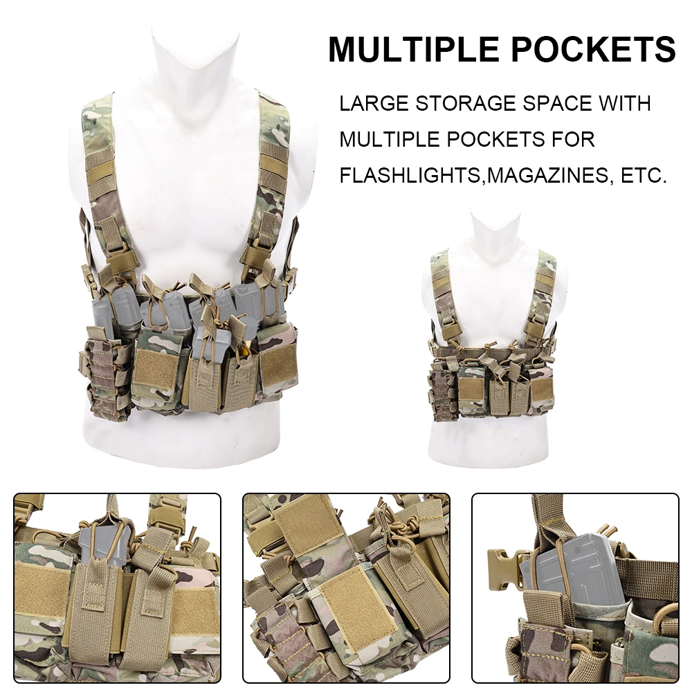 Tactical Chest Rig Molle D3CR Camouflage Vest CS Game Combat Airsoft Vest With Mag Pouches Lightweight Multifunction Breathable