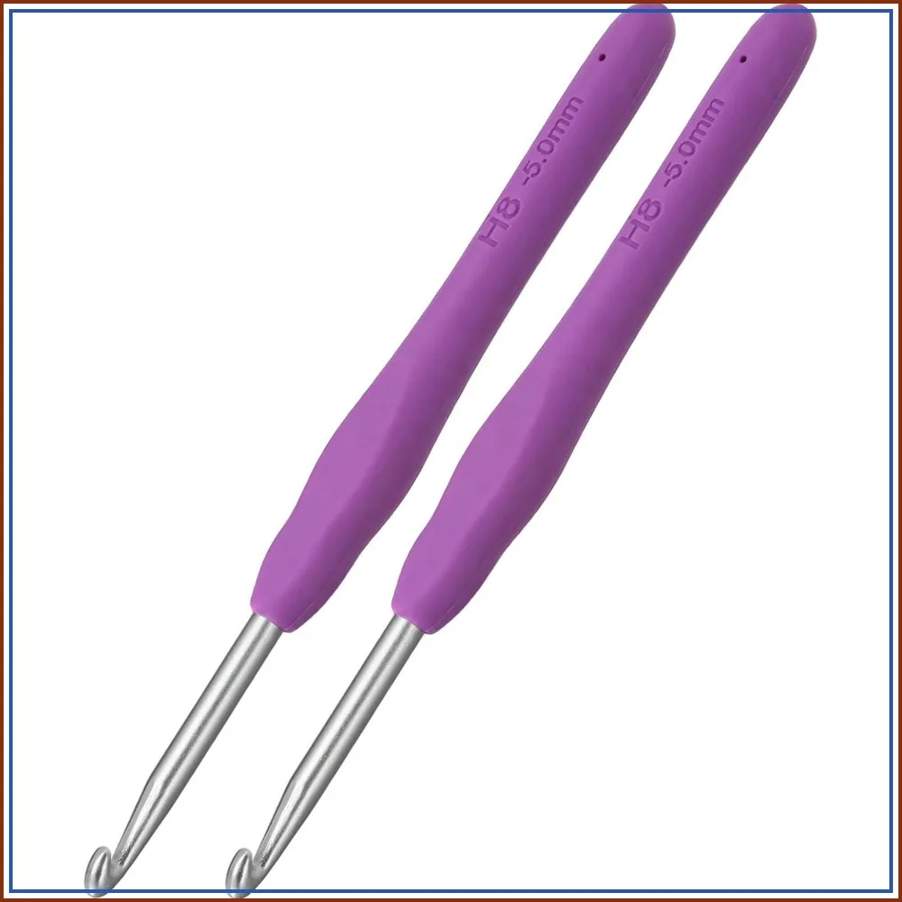 2Pcs Size H / 5.0mm Crochet Hooks, Ergonomic Extra Long Smooth Comfortable for Arthritis and Beginners