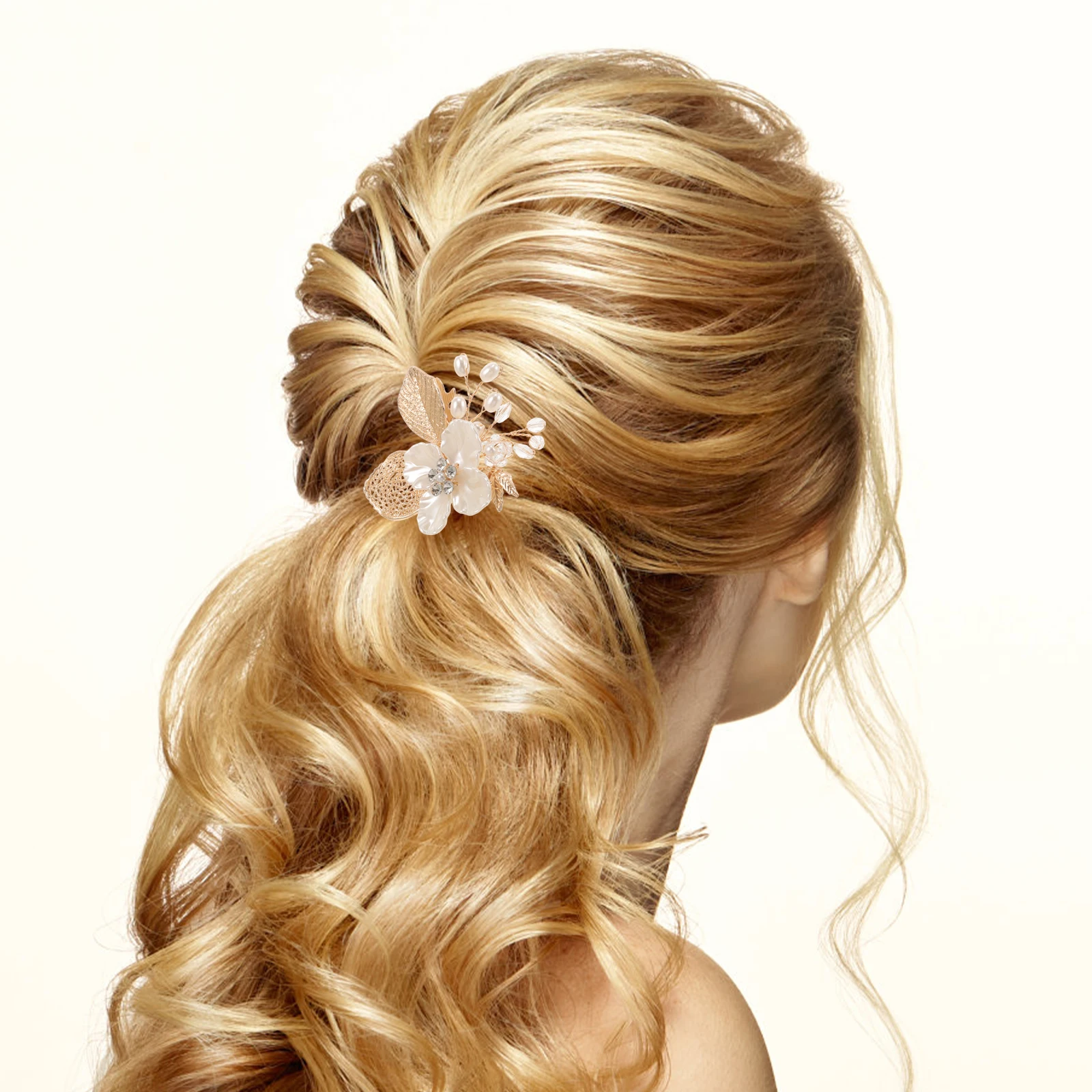 

Golden Leaf Hair Side Comb Zinc Alloy Resin Simulated Pearl Bride Headpiece Decorative Clip for Wedding Bridal Accessories Women