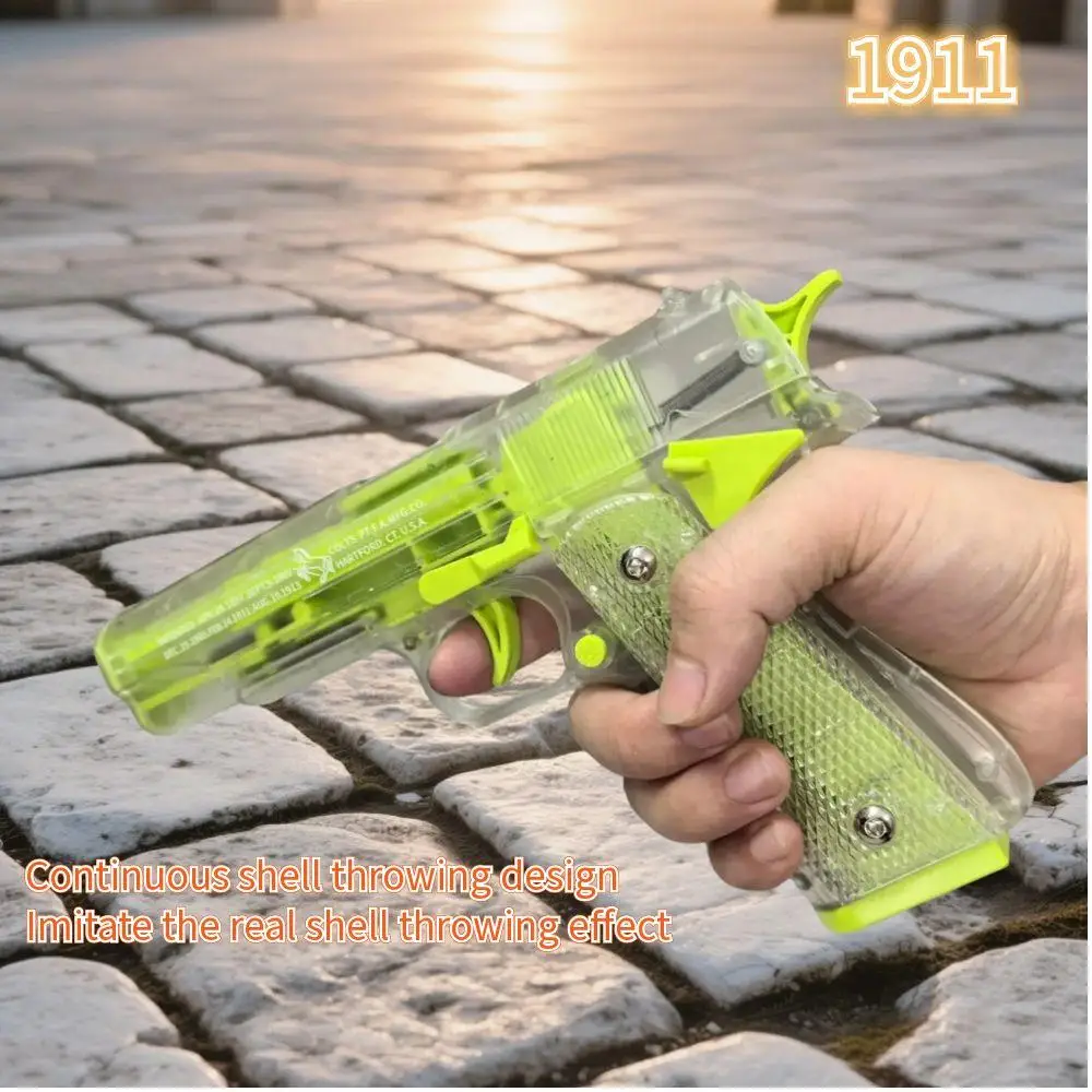 Espulsione in modo sicuro Conchiglie Pistole trasparenti di pirata 1911 Pistole giocattolo a proiettile morbido per azioni Giocattoli all'aperto Giochi all'aperto Regali per bambini
