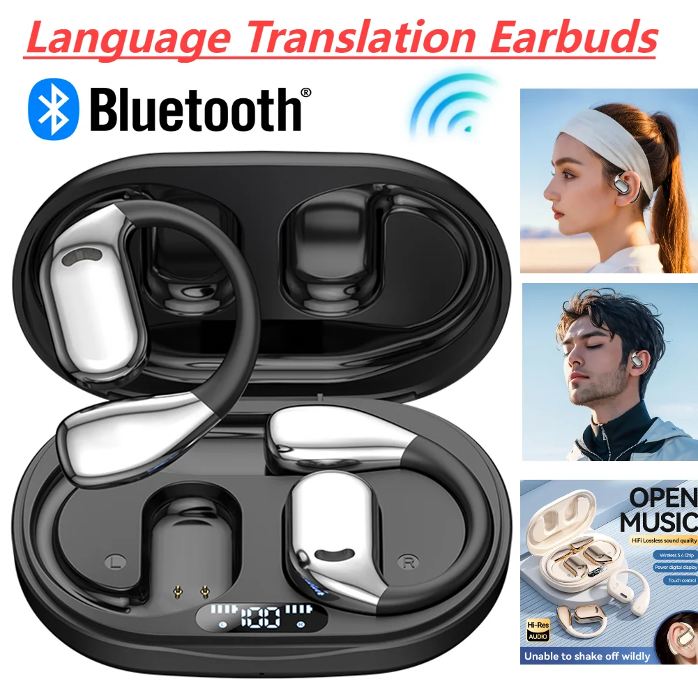 Real Time Translator Earbuds Bluetooth5.4 Two-Way Earbuds Long Battery Life Translation Earphone Touch Control Translator Device