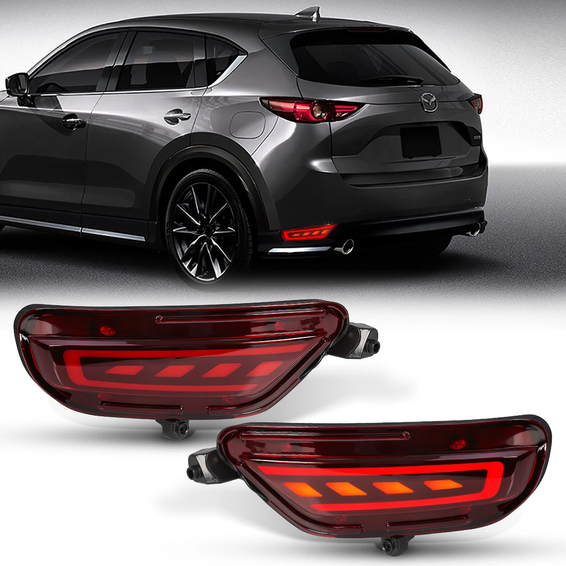 

For Mazda CX5 CX-5 2017 2018 2019 2020 2021 LED Rear Bumper Reflector Lights Driving Auto Brake Warning Dynamic Turn Signal Lamp