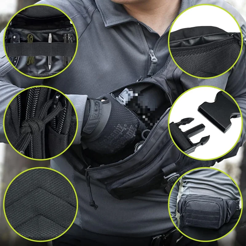600D Oxford Multi-Pocket Waist Pack Adjustable Outdoor Utility Belt Bag for Hiking Fishing Cycling Camping Travel view 3