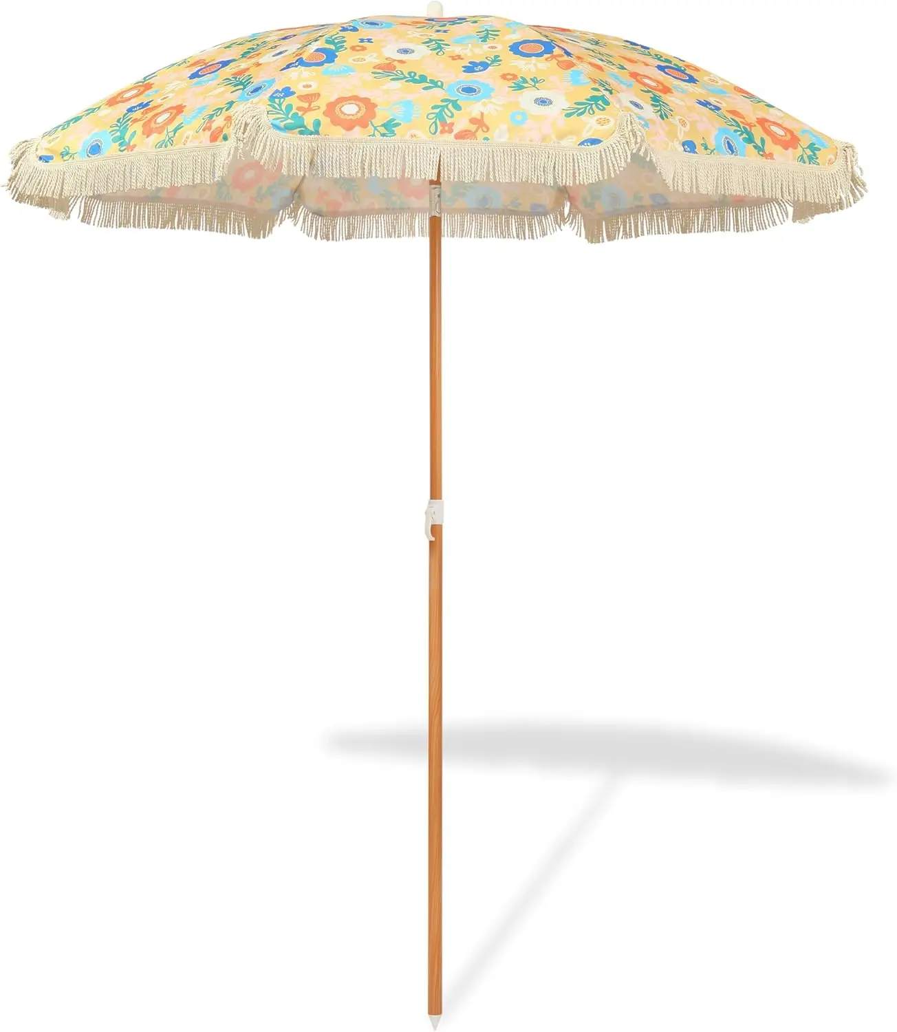 

5.2ft Fringe Patio Umbrella, UV 50+ Protection, Tilt Steel Pole, Waterproof, Lightweight Beach Umbrella with Carry Bag