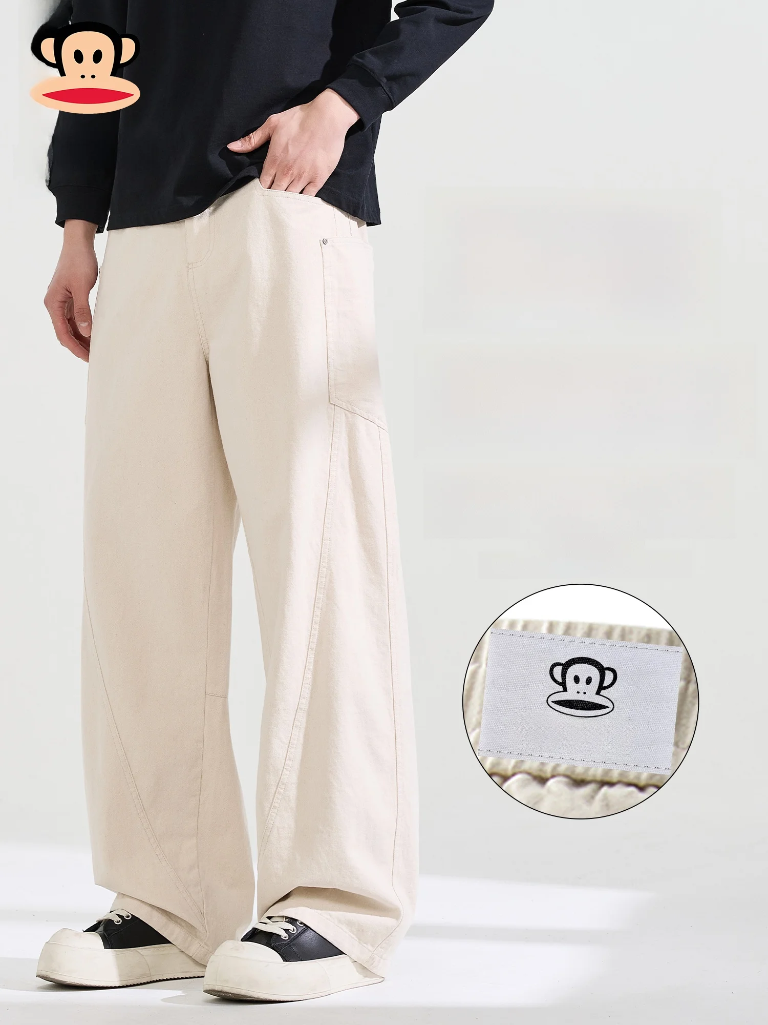 

PaulFrank Spring Pure Cotton Loose Straight Casual Pants Men's New 2026 PaulFrank Large Mouth Monkey Sport Leisure Trousers