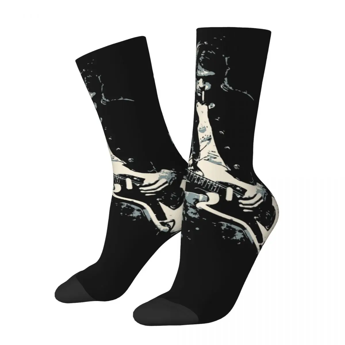 Retro Kurt Cobain Guitar Sports Socks Polyester Crew Socks for Women Men Non-slip