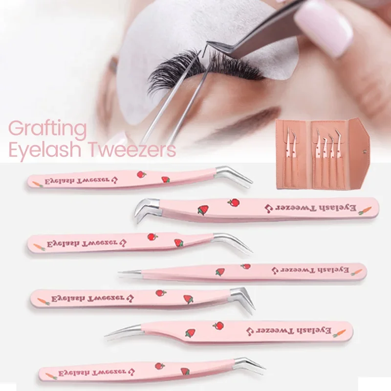 6/7pcs falsche Wimpern Pinzette Set gerade gebogen für gefälschte Wimpern verlängerungen Augenbrauen Haars pange Zange Nail Art Make-up-Tool