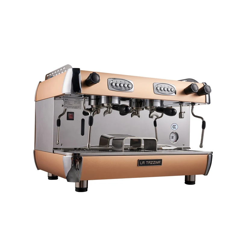 LA TAZZINA Double Groups Coffee Machine 11L Food Grade Stainless Steel Boiler For Restaurant/Cafe