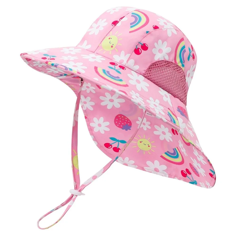 

Breathable Mesh Panels Children Fisherman Hat Cartoon Dinosaur Chrysanthemum / Flower Boys Sunshade Shawl Cap