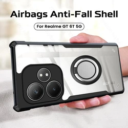 Magnetic Holder Ring Shockproof Transparent Acrylic Armor Case For Realme GT6 GT6T Realmi GT 6T 6 T T6 5G RMX3853,RMX3851 6.78