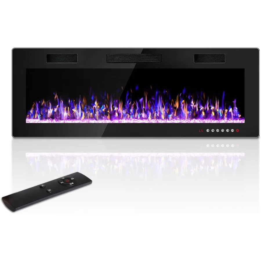 50 Inch UltraThin Electric Fireplace Insert for Modern Living Room or Bedroom Freestanding or Wall Mounted with Adjustable Mult