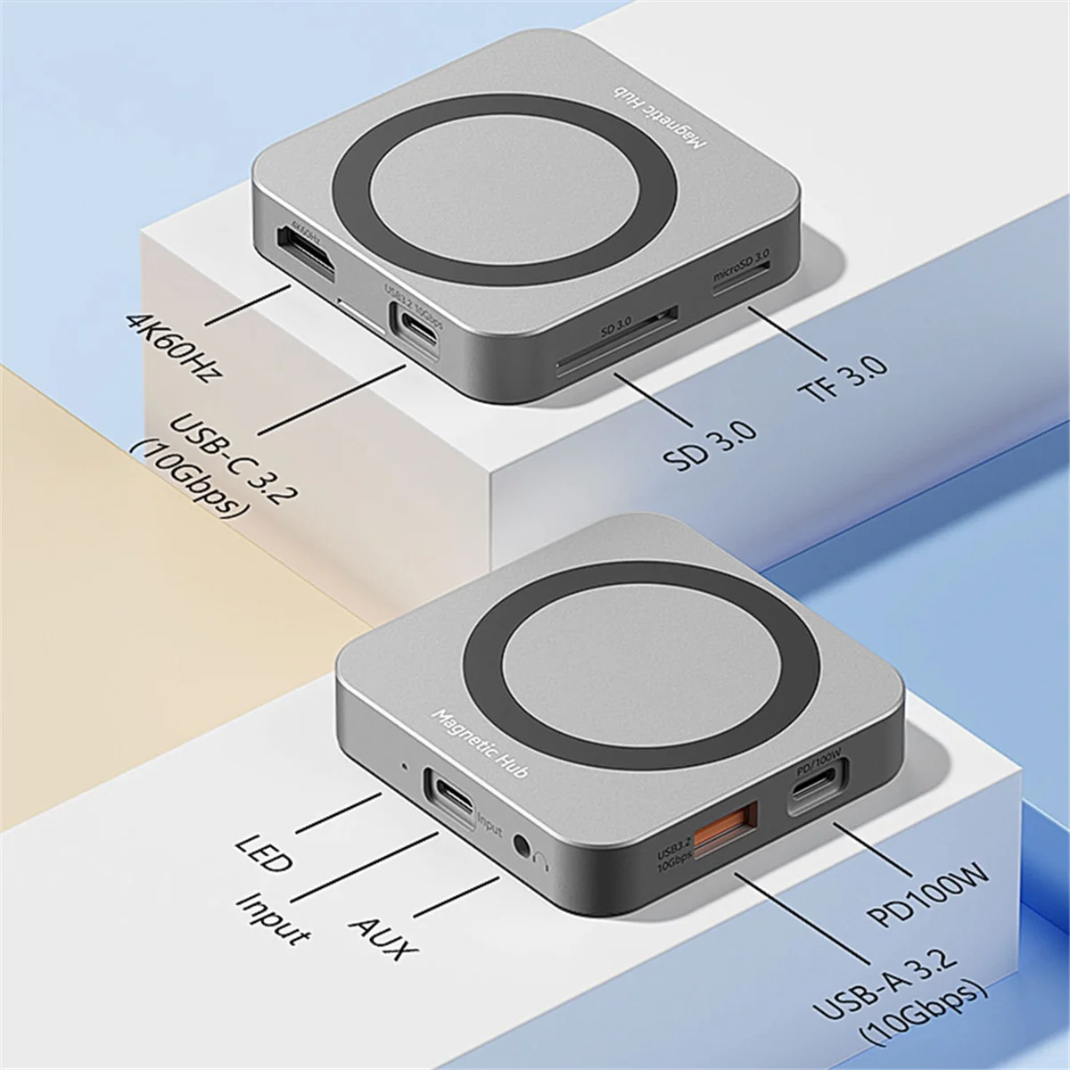 حار بيع 8 في واحد USB C Hub مع M.2 NVMe/SATA SSD الضميمة USB C مهايئ توزيع 10Gbps PD100W USB-C 3.2 ل M.2 NVMe وSATA SSD