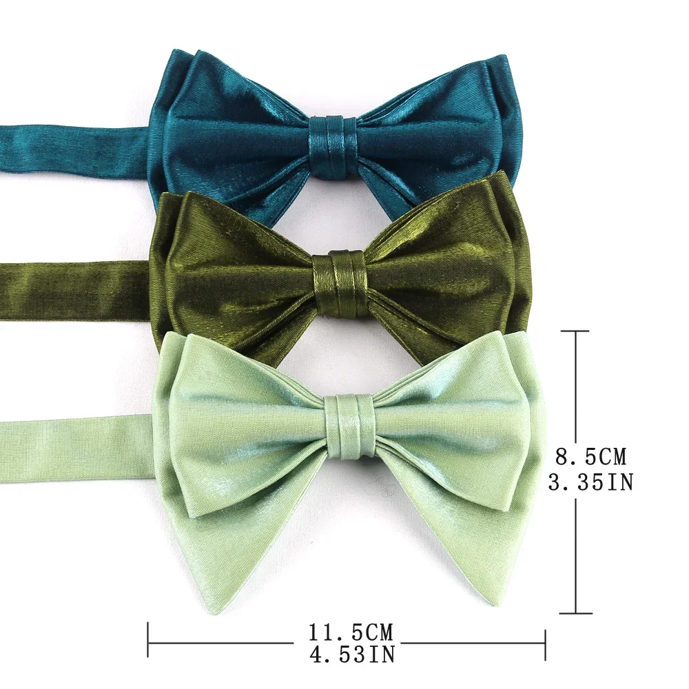 New Bow Ties For Men Pre-tied Style Over sized Bow ties Gloss Fabric Solid Color Formal Men Bow tie For Wedding Party