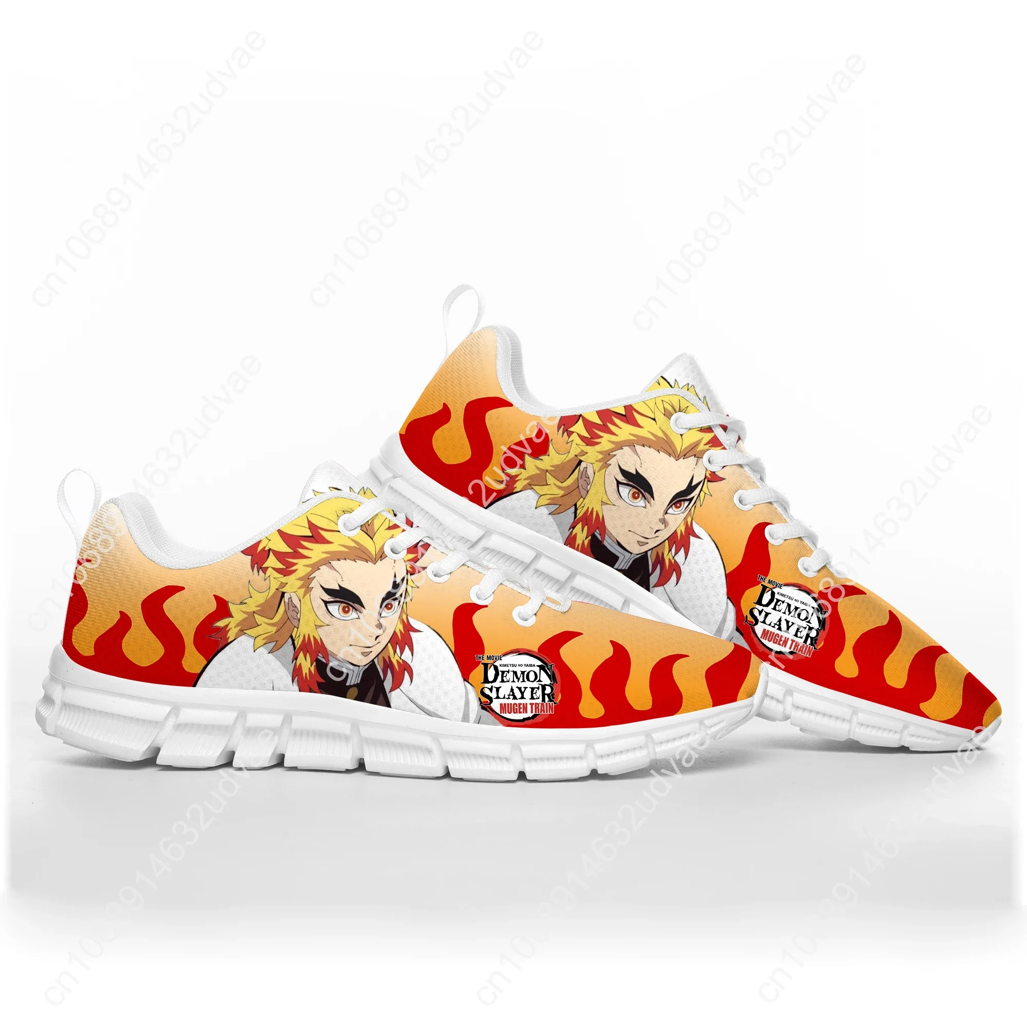 Anime Kyojuro Rengoku Kimetsu No Yaiba Sportschoenen Heren Dames Tiener Kinderen Sneakers Custom Hoge Kwaliteit Paar Schoen