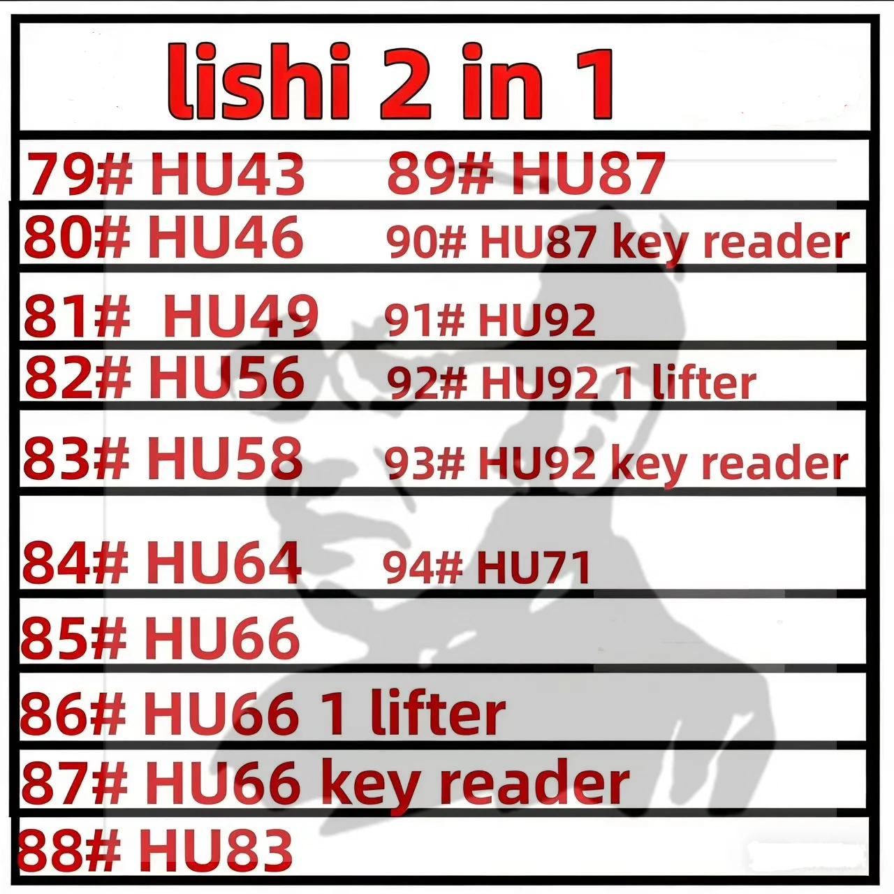 lishi 2 in 1 tool HU43 HU46 HU49 HU56 HU58 HU64 HU66 HU83 HU87 HU92 HU71