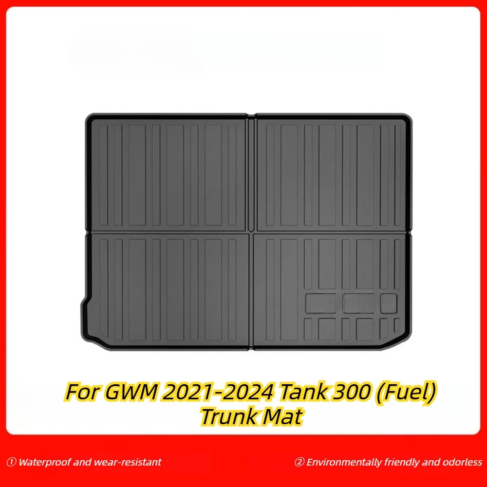 For GWM Tank 300 New Energy 400，the trunk mat is made of environmentally friendly TPE material, which is waterproof and odorless