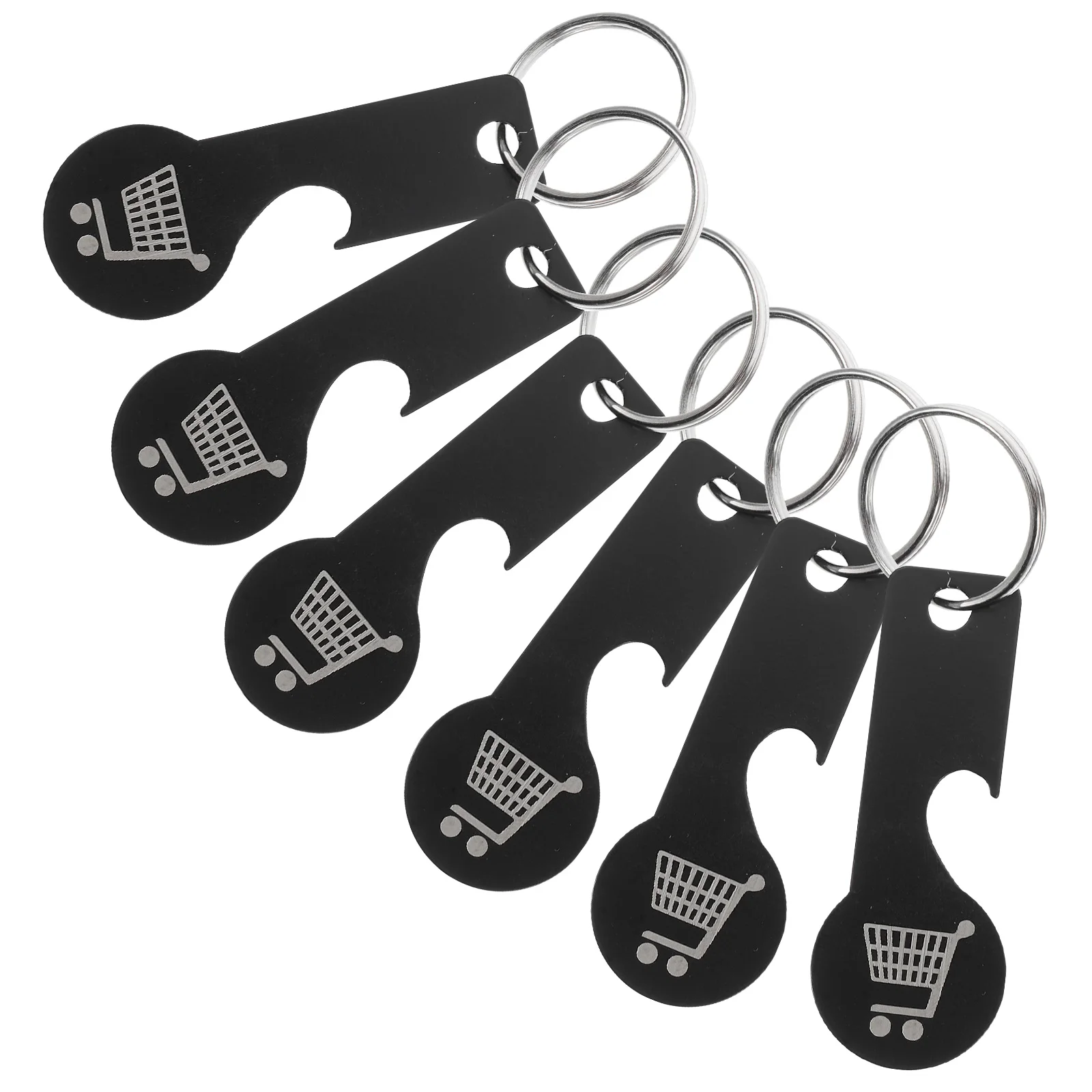 

6 pcs Shopping Cart Token Keychain Portable Stainless Steel Keyrings Lightweight Trolley Coin Accessories