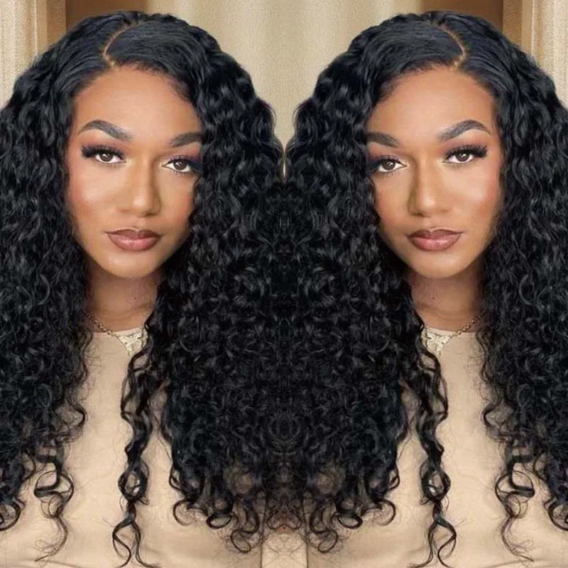 High Density 13x4 Double Drawn Human Hair Wig  Lace Front Water Wave Frontal  Curly Wig  Lace Frontal Wig Brazilian Human Hair