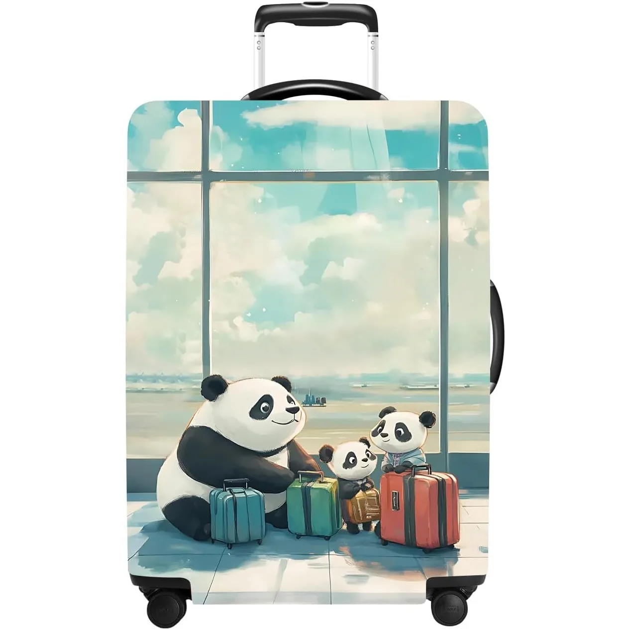 

Чехол для багажа с изображением панды, моющийся чехол для чемодана, защита от царапин, эластичный чехол для багажа, прочный чехол для дорожной сумки