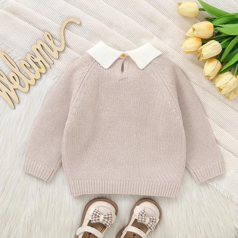 Autumn Baby Sweater Long Sleeve Newborn Girl Boy Pullover Knit Infant Children Clothing Fashion Embroidered Floral Top Outerwear