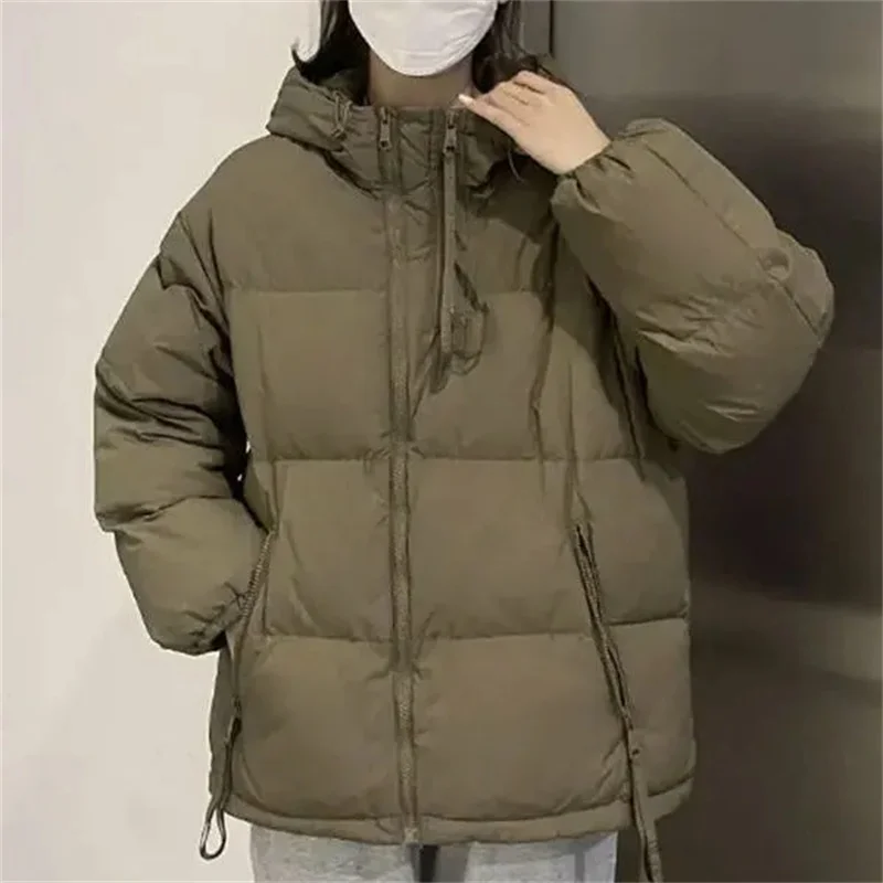 Winter Female Large Size 4XL Cotton Padded Coat Retro Women Loose Leisure Parkas Outwear Ladies Fashion Hooded Puffer Jacket