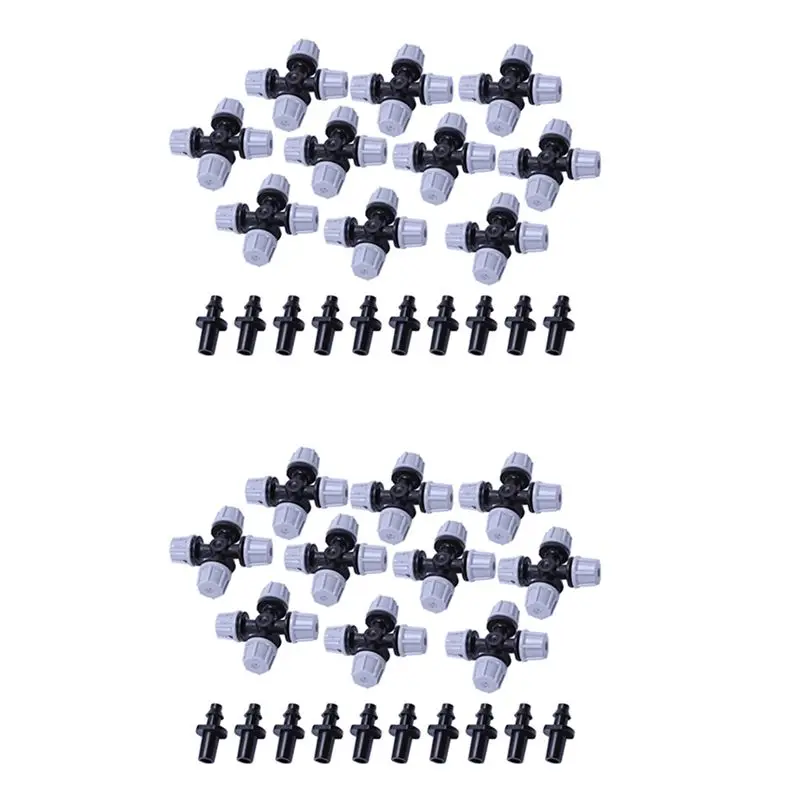 ABVT-Greenhouse Humidifier Plant Misting Cross Atomizing Nozzle Sprinkler Tee (20Pcs)