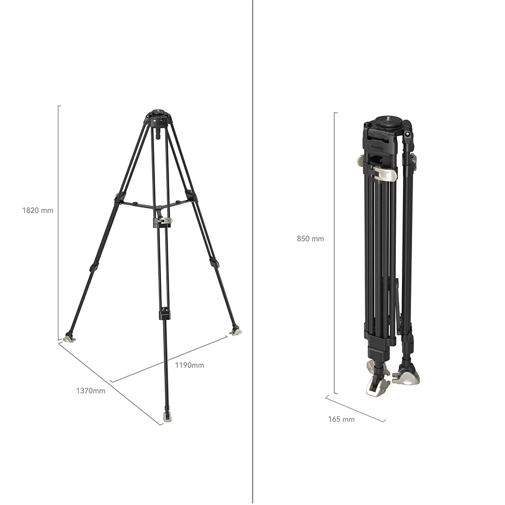 SmallRig FreeBlazer Heavy-Duty Carbon Fiber Tripod Quickly Adjustable 4167 with Allen Wrench and Carrying Bag Max Payload 25kg