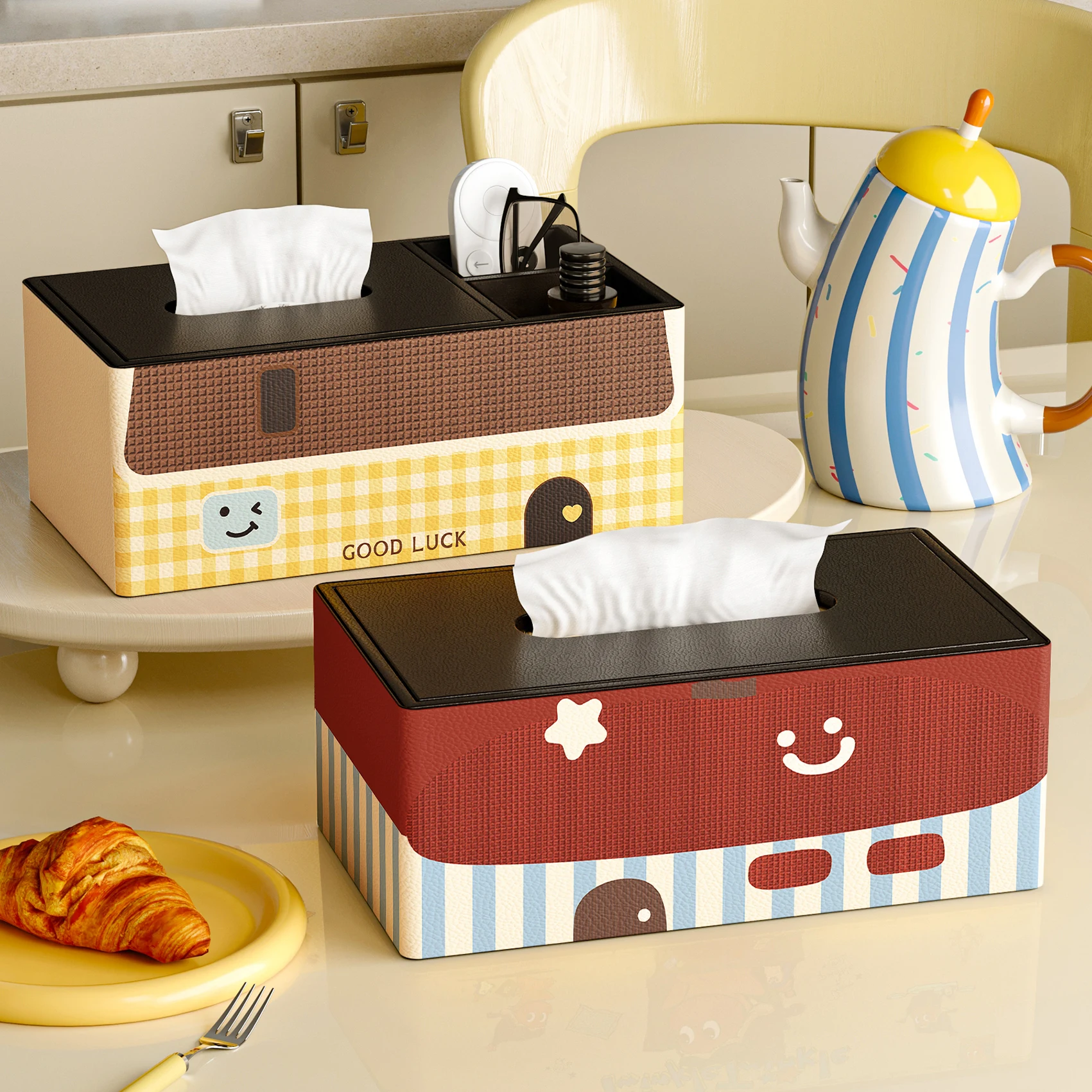 

Cartoon Sle Tissue Box Remote Controller Organizer Living Room Coffee Table Pull out Tissue Box Cute Inteated Storage Box