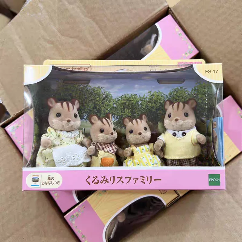 Sylvanian – porte-clés aveugle des familles, figurines d'action, jouet de cuisine Original pour fille, famille d'écureuil, lapin blanc, housse de bagage