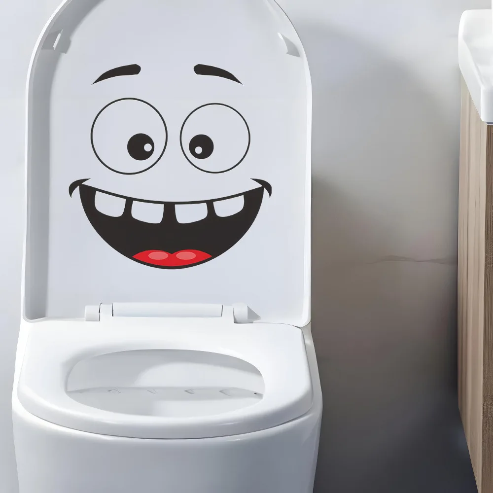 1 Stück Kreative Lustige Badezimmer-Aufkleber Toiletten-Aufkleber Wandaufkleber Badezimmer-Dekoration Niedliche Cartoon-Expressions-Toiletten-Aufkleber Kunst-Dekor – Detail 10