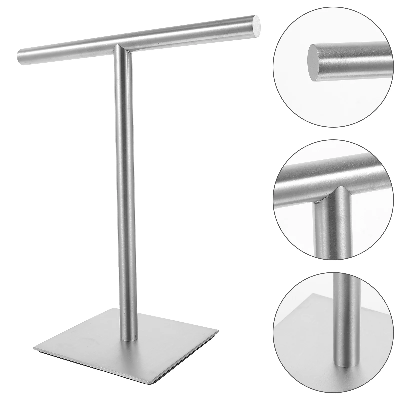 

Stainless Holder Stand Countertop Space-Saving Vertical Towel Rack Stable Base No Drilling Needed Bathroom