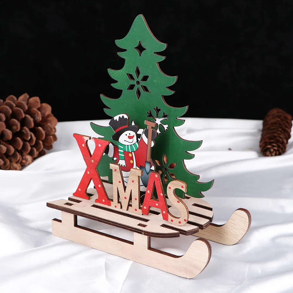 2 قطعة خشبية عيد الميلاد مزلقة الديكور DIY بها بنفسك تجميعها الحرفية للمنزل مكتب غرفة المعيشة الاطفال الفضاء عطلة ديكور الحفلات