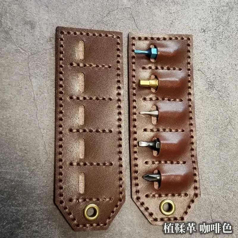 Imagem -04 - Edc-estojo de Couro Feito à Mão Primeira Camada Couro Vegetal Curtido Suporte da Bainha Armazenamento Portátil ao ar Livre Ferramentas de Bolso Edc