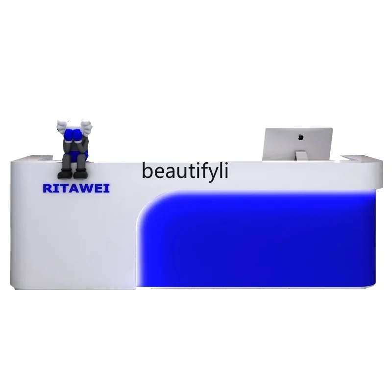 A85 Clothing Store Cashier Desk Simple Modern Beauty Salon Bar Counter Nordic Macaron Color Front Desk Studio Reception Counter